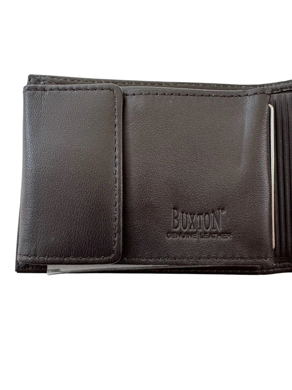 NWT Buxton Men’s Emblem Zip Convertible Nappa Lambskin Wallet Brown